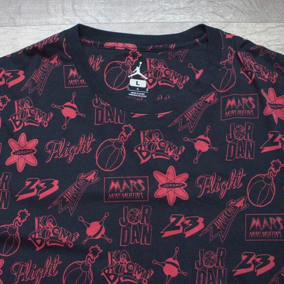 Nike Air Jordan Mars Mini Muffin Flight 23 All Over Print T-Shirt Red Black L - Picture 2 of 4